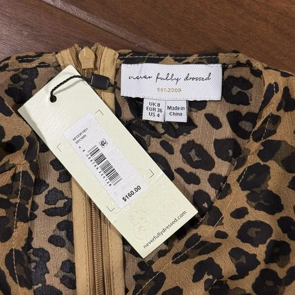 Never Fully Dressed Size US 4 / UK 8 EU 36 Leopard Print Sheer Lucia‎ Dress - Picture 7 of 12